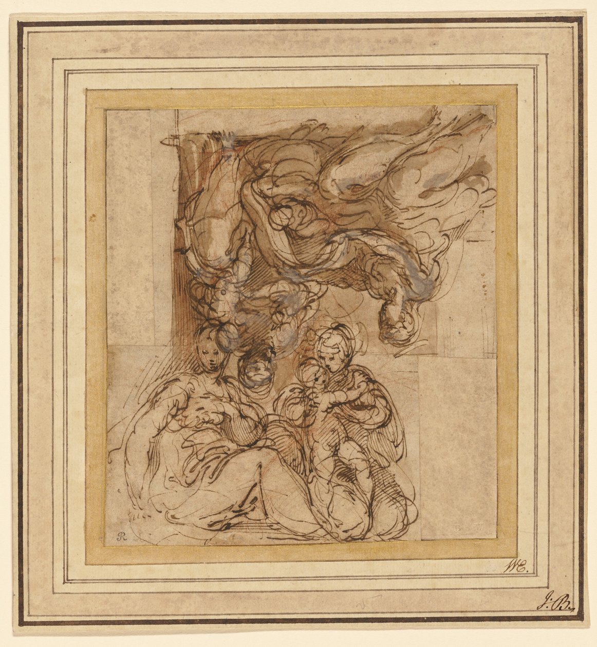 Két tanulmány egy szent család számára alkotó: Parmigianino