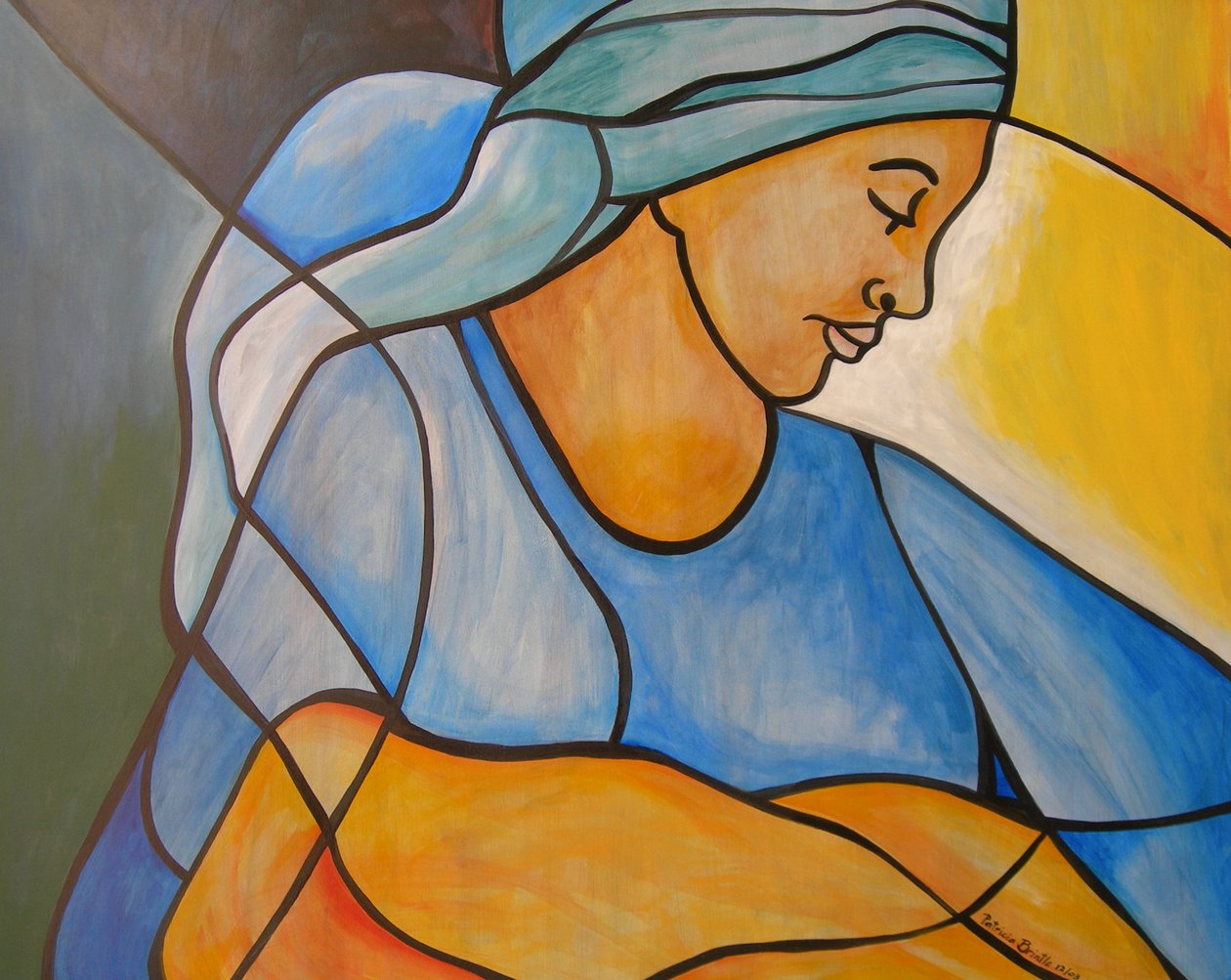 Madonna és gyermek, 2004 (akril, masonit) alkotó: Patricia Brintle