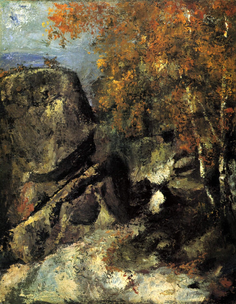 Sziklák a Fontainebleau erdőben alkotó: Paul Cézanne