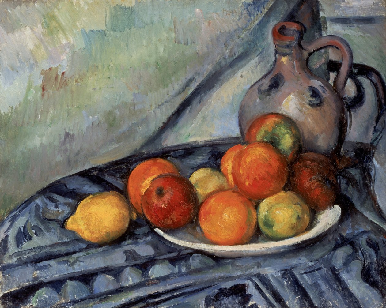 Gyümölcs és kancsó az asztalon alkotó: Paul Cézanne