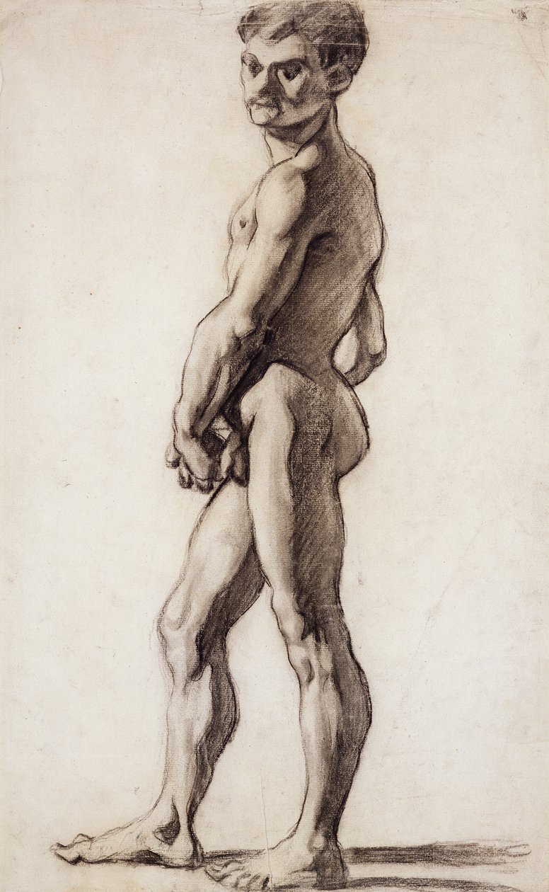 PD.55-1961 Férfi akt, 1863 körül (fekete kréta papíron) alkotó: Paul Cézanne