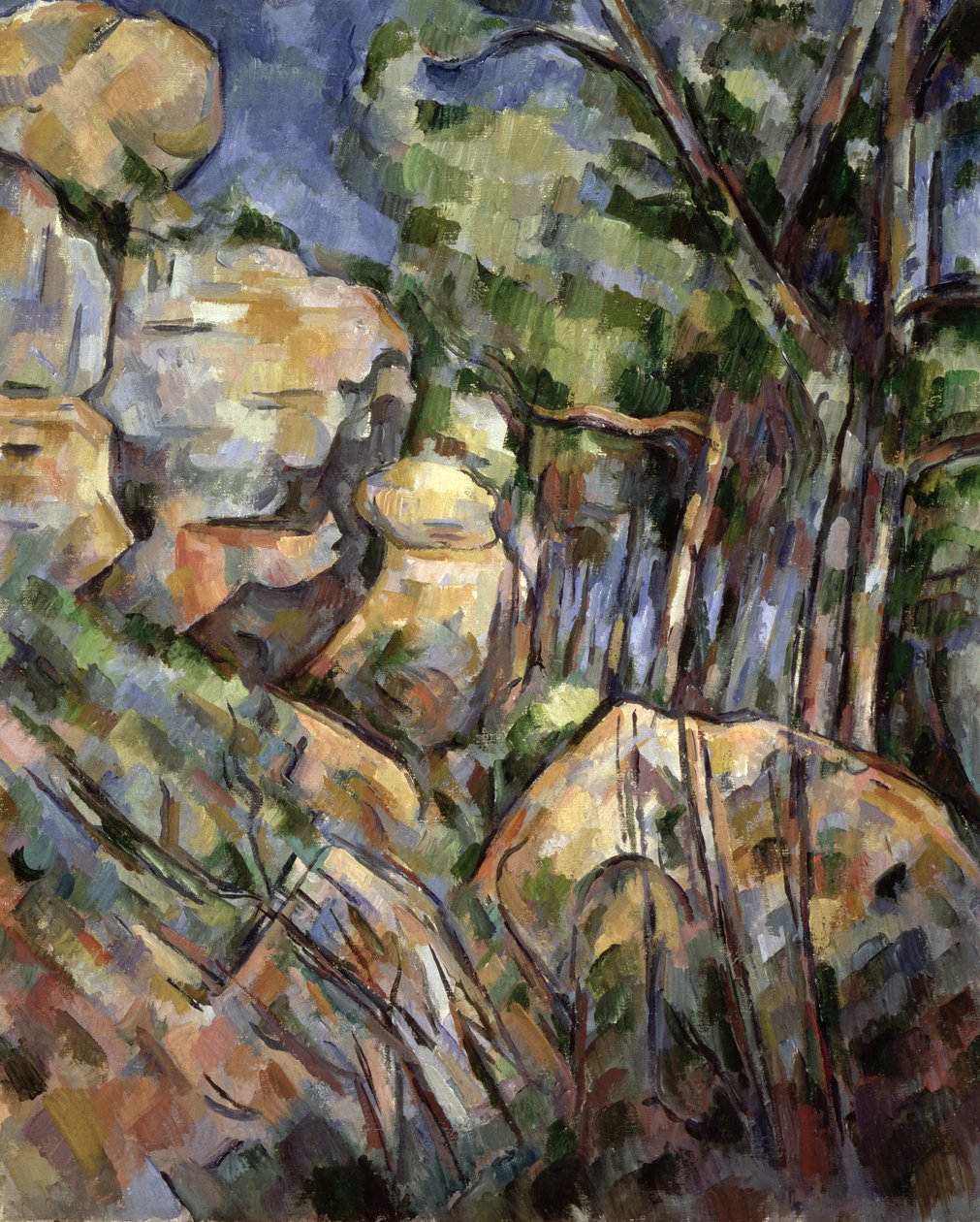 Sziklák a Chateau Noir alatti barlangok közelében, 1904 körül alkotó: Paul Cézanne