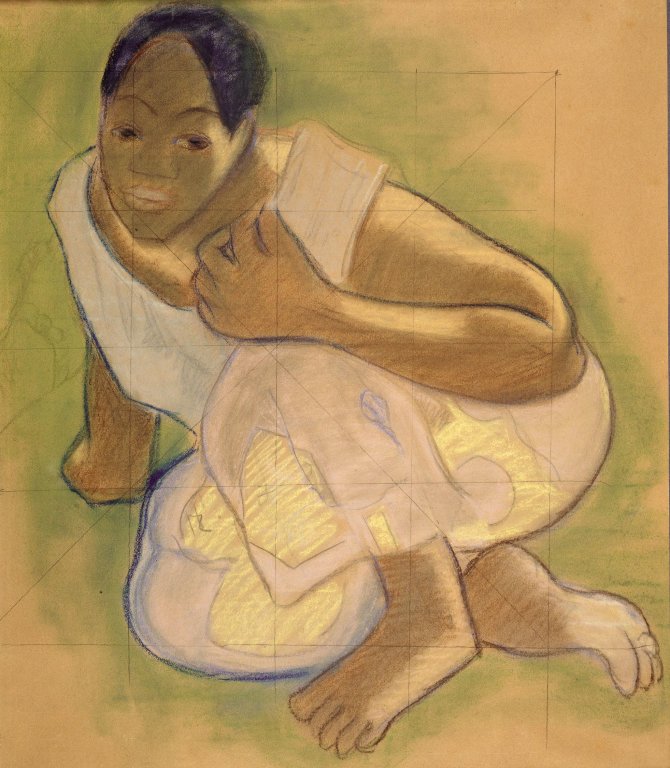 Leguggoló lány Tahitiből alkotó: Paul Gauguin
