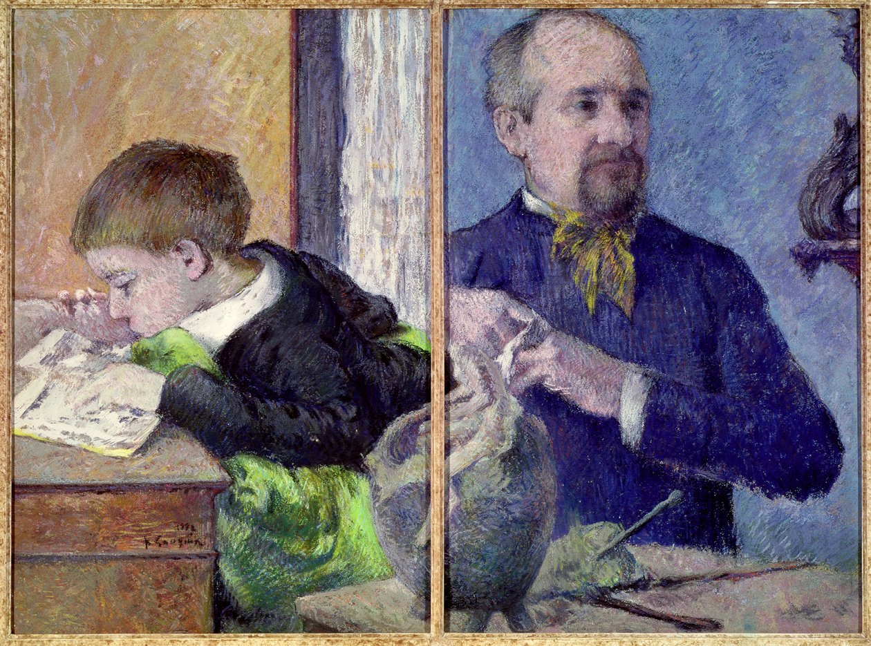 Jean Paul Aube (1837-1916) és fia portréja (pasztell) alkotó: Paul Gauguin