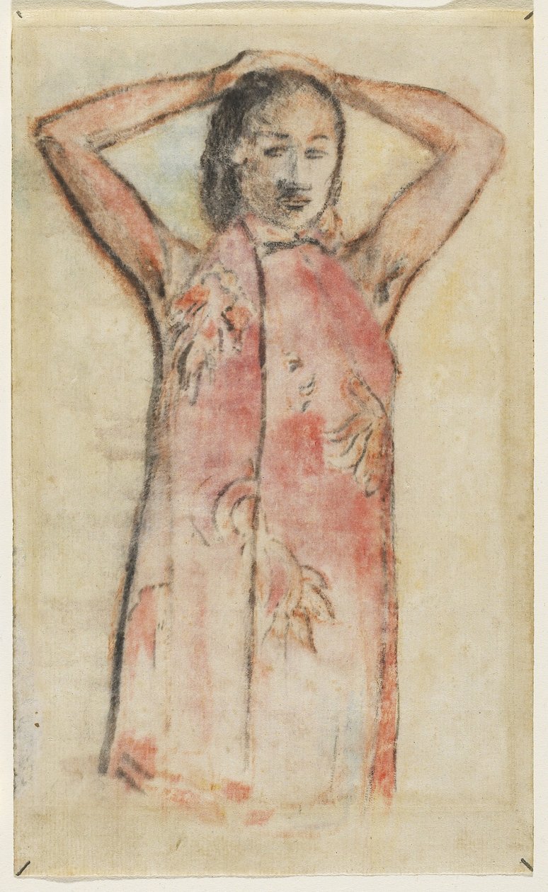 Tahiti lány rózsaszín párizsiban, 1894 (gouache és wc transzfer, papírra) alkotó: Paul Gauguin
