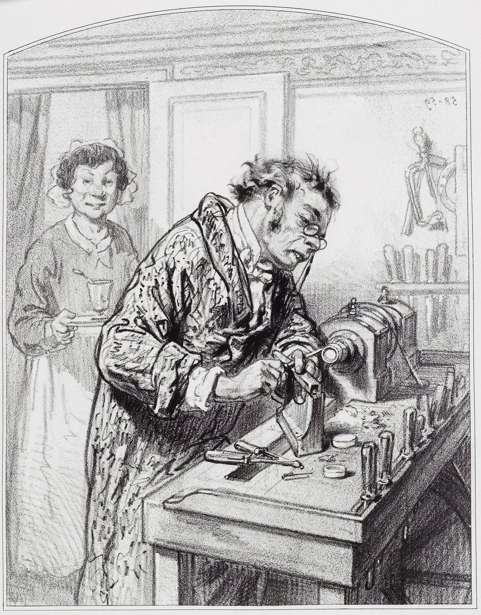 Le tour, 14. tábla a Les Toquadesből, 1858 alkotó: Paul Gavarni