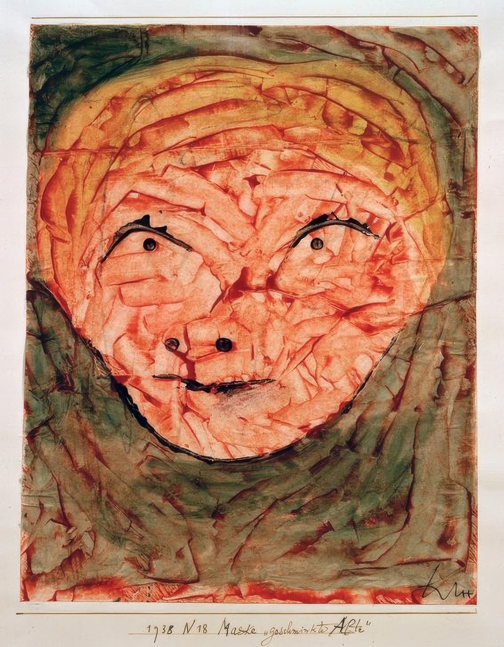 Maszk (sminkelt öregasszony) alkotó: Paul Klee