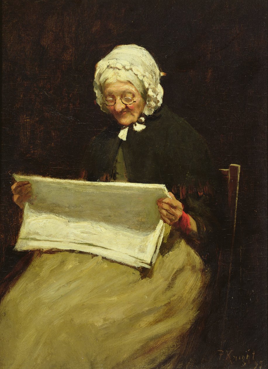 Idős nő újságot olvas, 1895 alkotó: Paul Knight