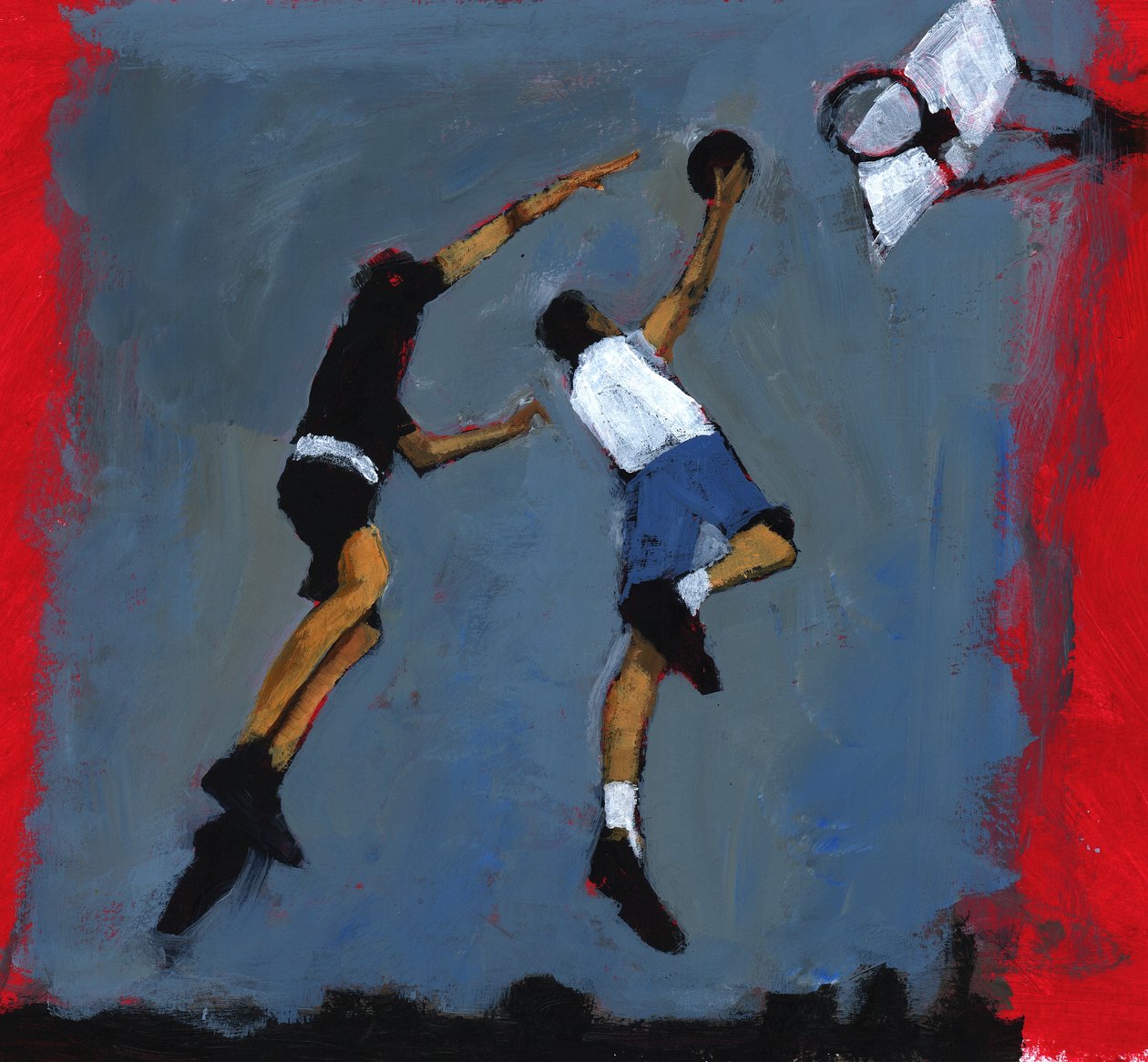Kosárlabdázók, 2009 (akril a táblán) alkotó: Paul Powis