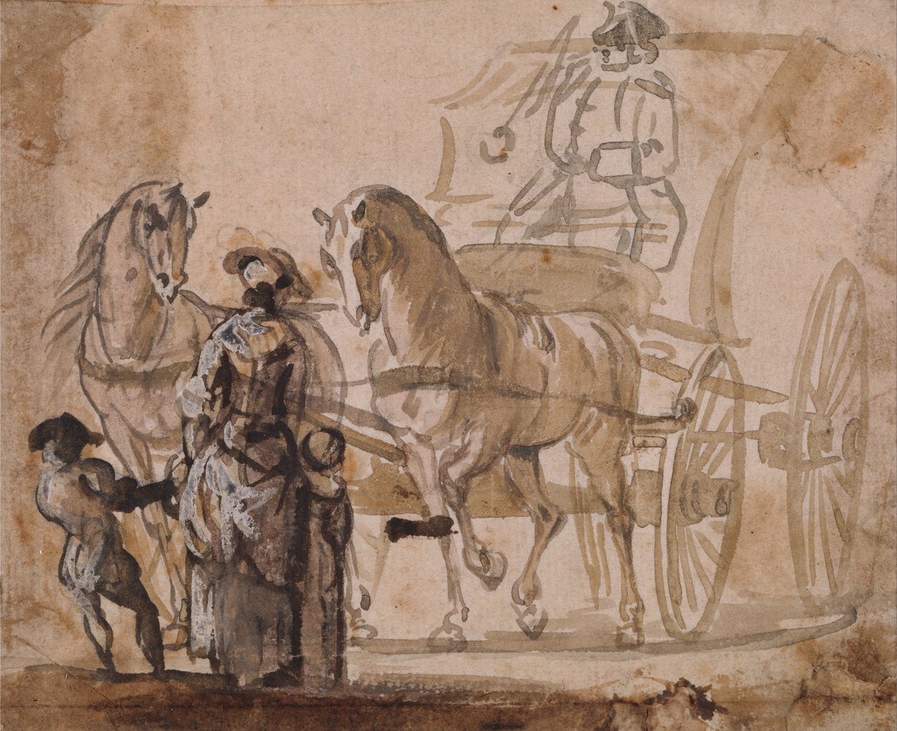 Kocsi és páros, kocsis alkotó: Paul Sandby