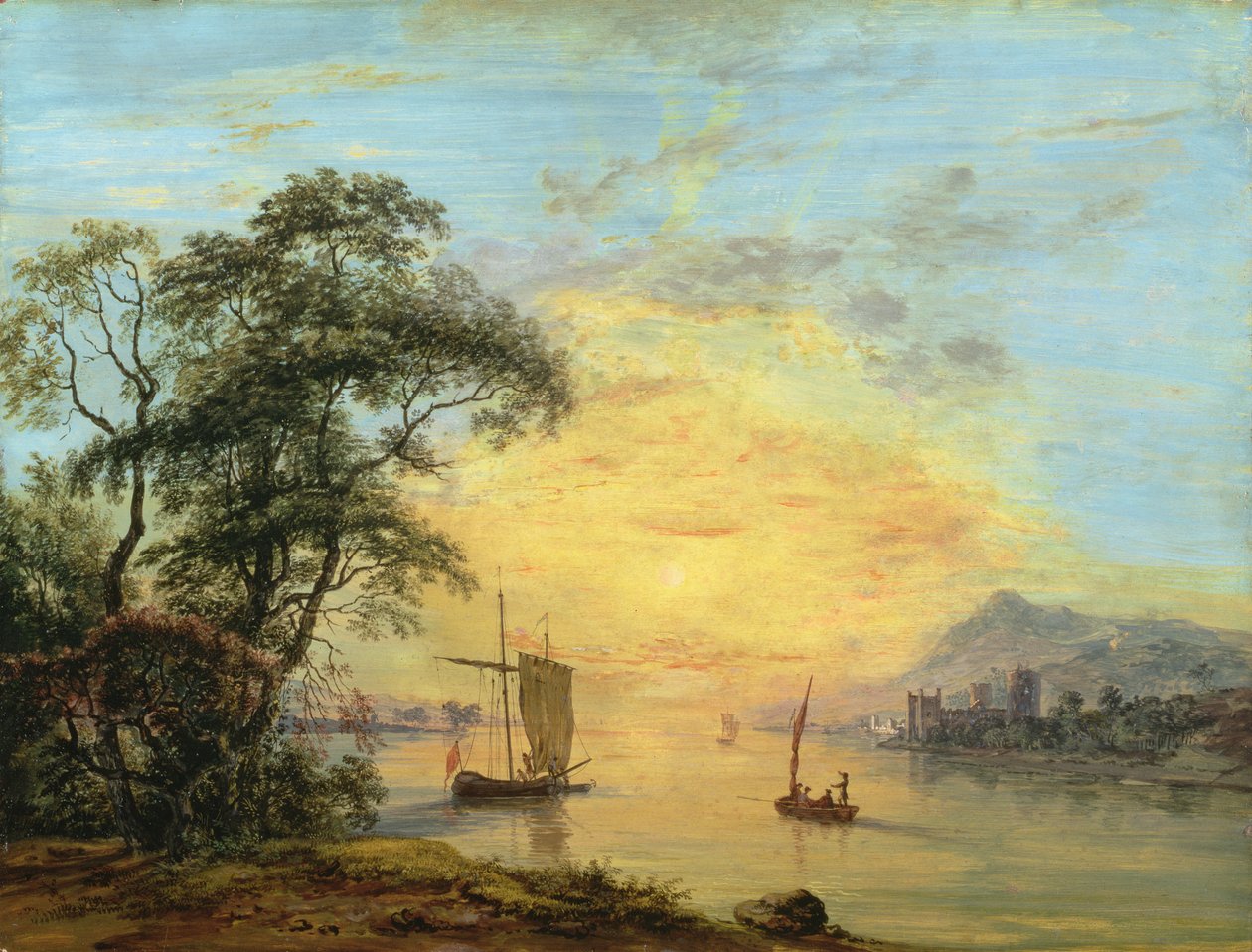 Welsh Sunset River Landscape, 1775-1800 körül alkotó: Paul Sandby