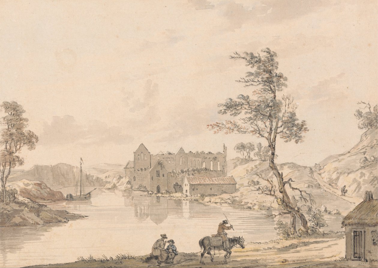 Askeaton apátság Limerick közelében, Írország, a Deel folyón alkotó: Paul Sandby