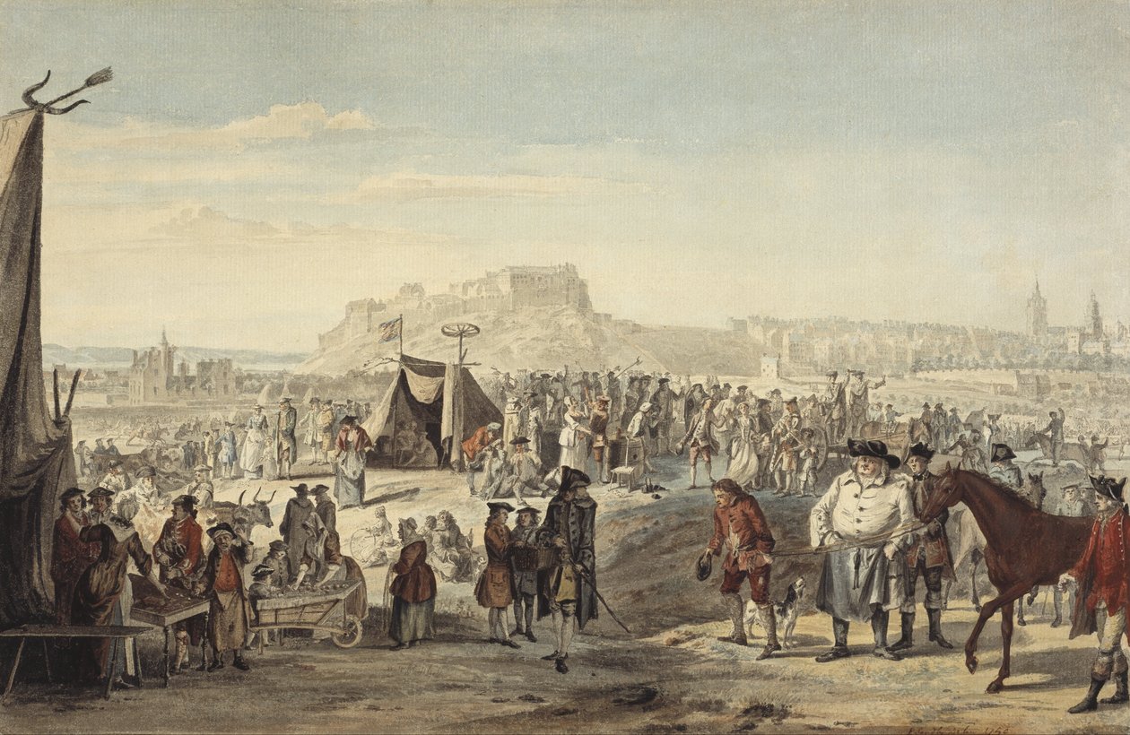 Lóvásár a Bruntsfield Links -en, Edinburgh alkotó: Paul Sandby