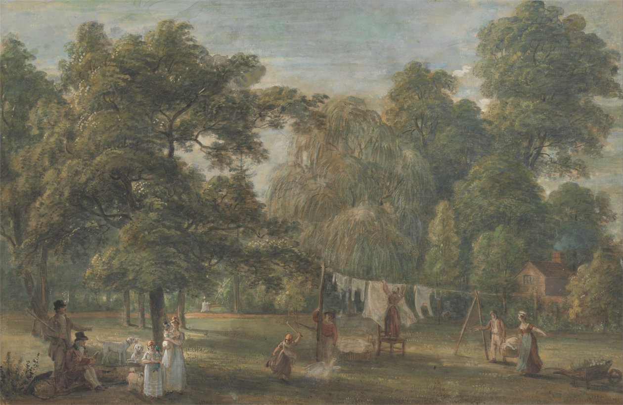 A Thomas Sandbys -ház kertje Englefield Greenben Windsor közelében alkotó: Paul Sandby