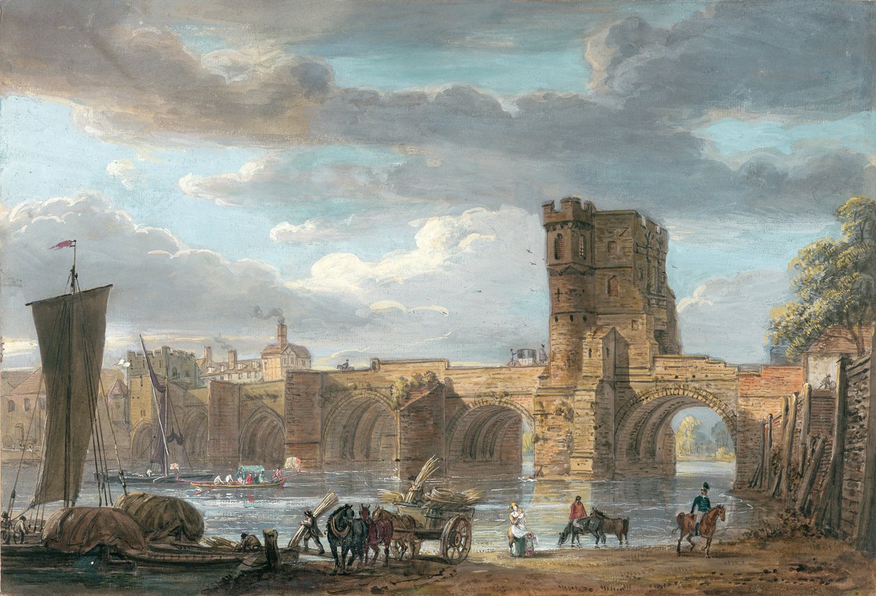 The Old Welsh Bridge, Shrewsbury alkotó: Paul Sandby