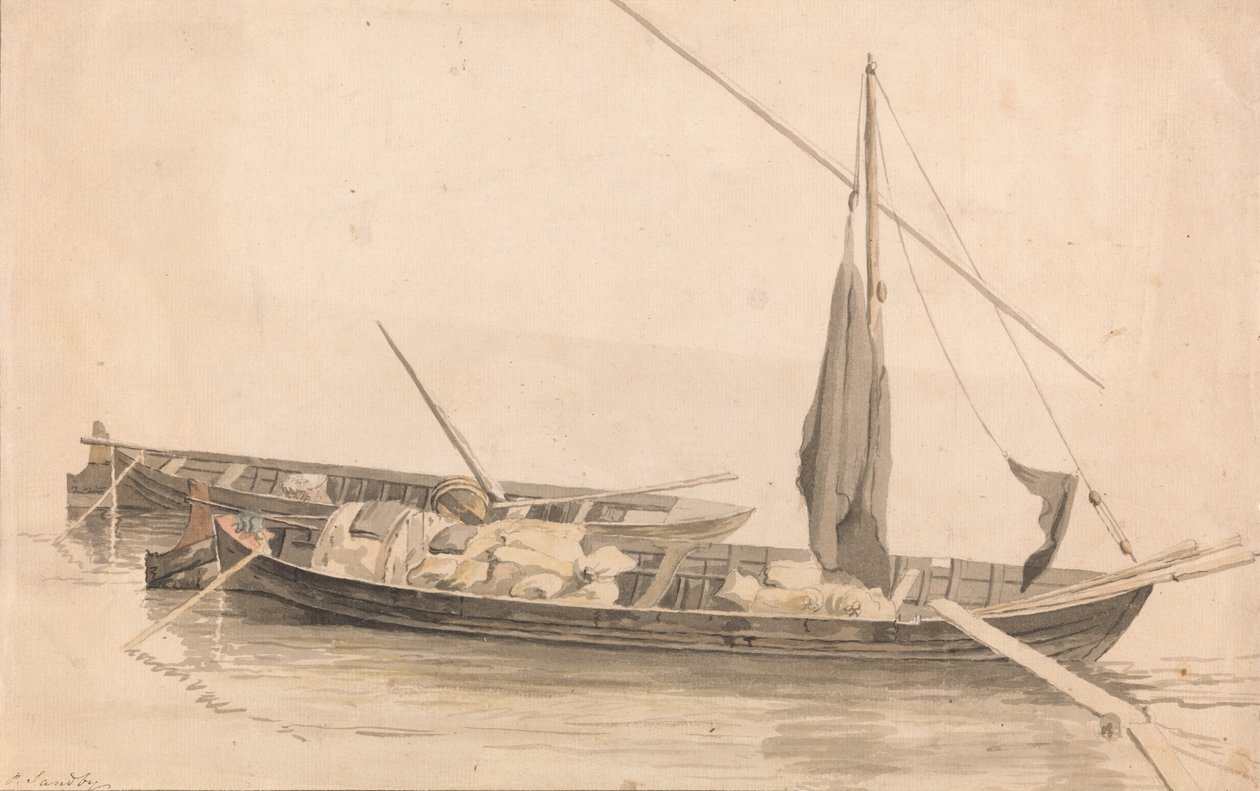 Két csónak a horgonyban alkotó: Paul Sandby