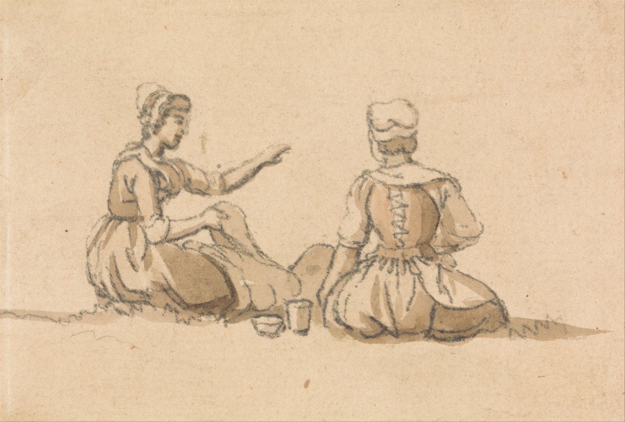 Két lány ül alkotó: Paul Sandby