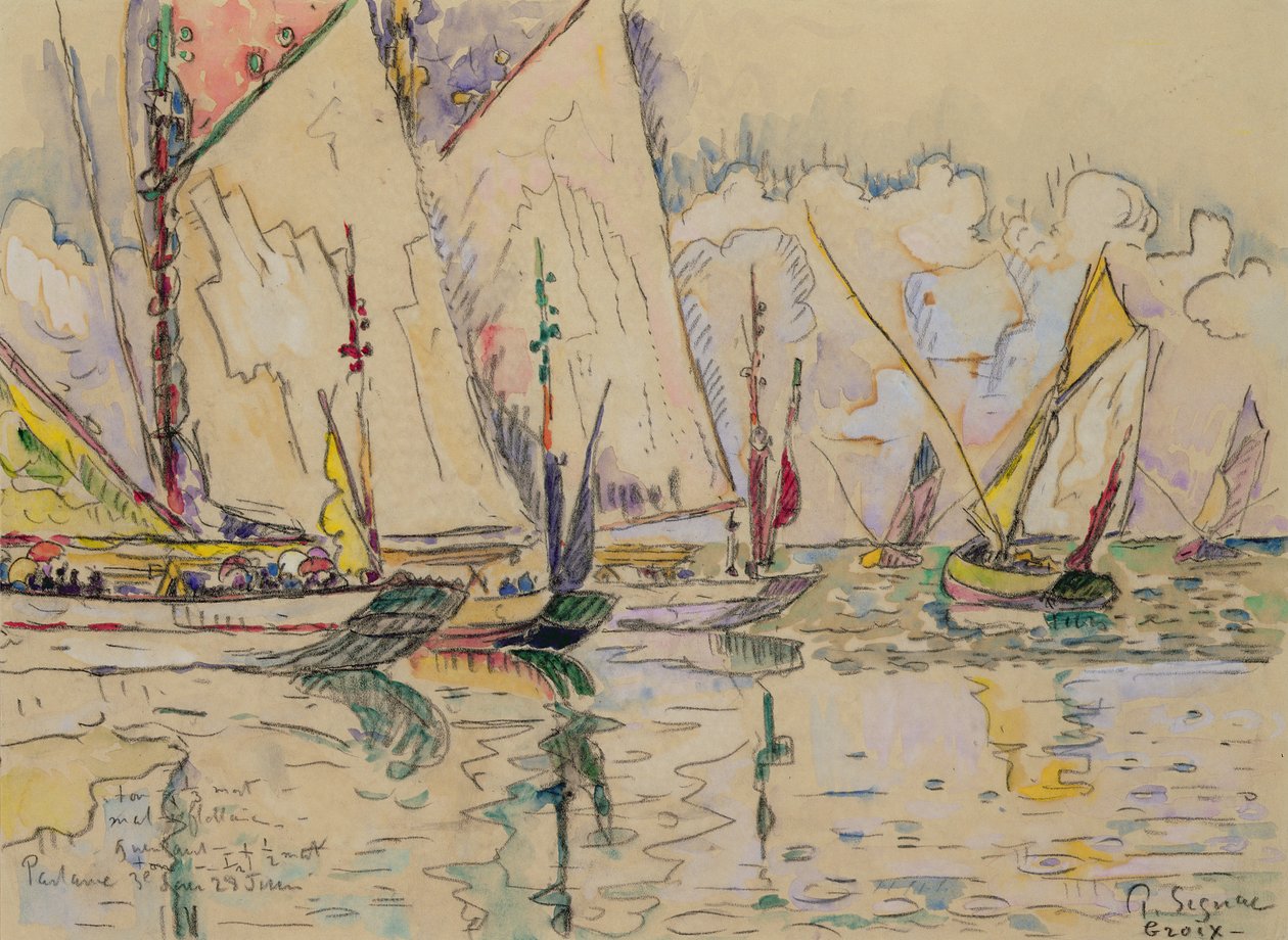 A tonhalhalászhajók indulása Groixnál alkotó: Paul Signac