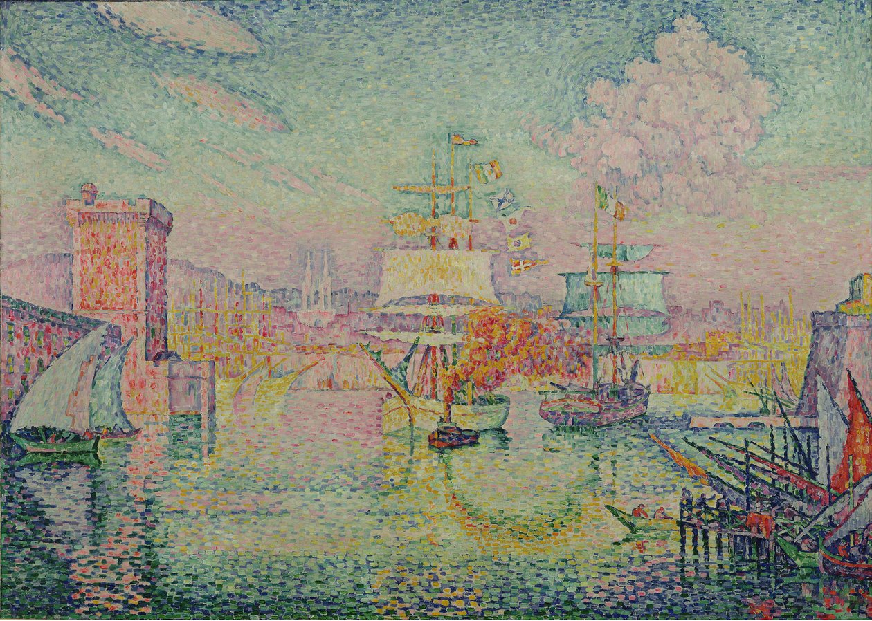 Marseille kikötőjének bejárata, 1918 alkotó: Paul Signac