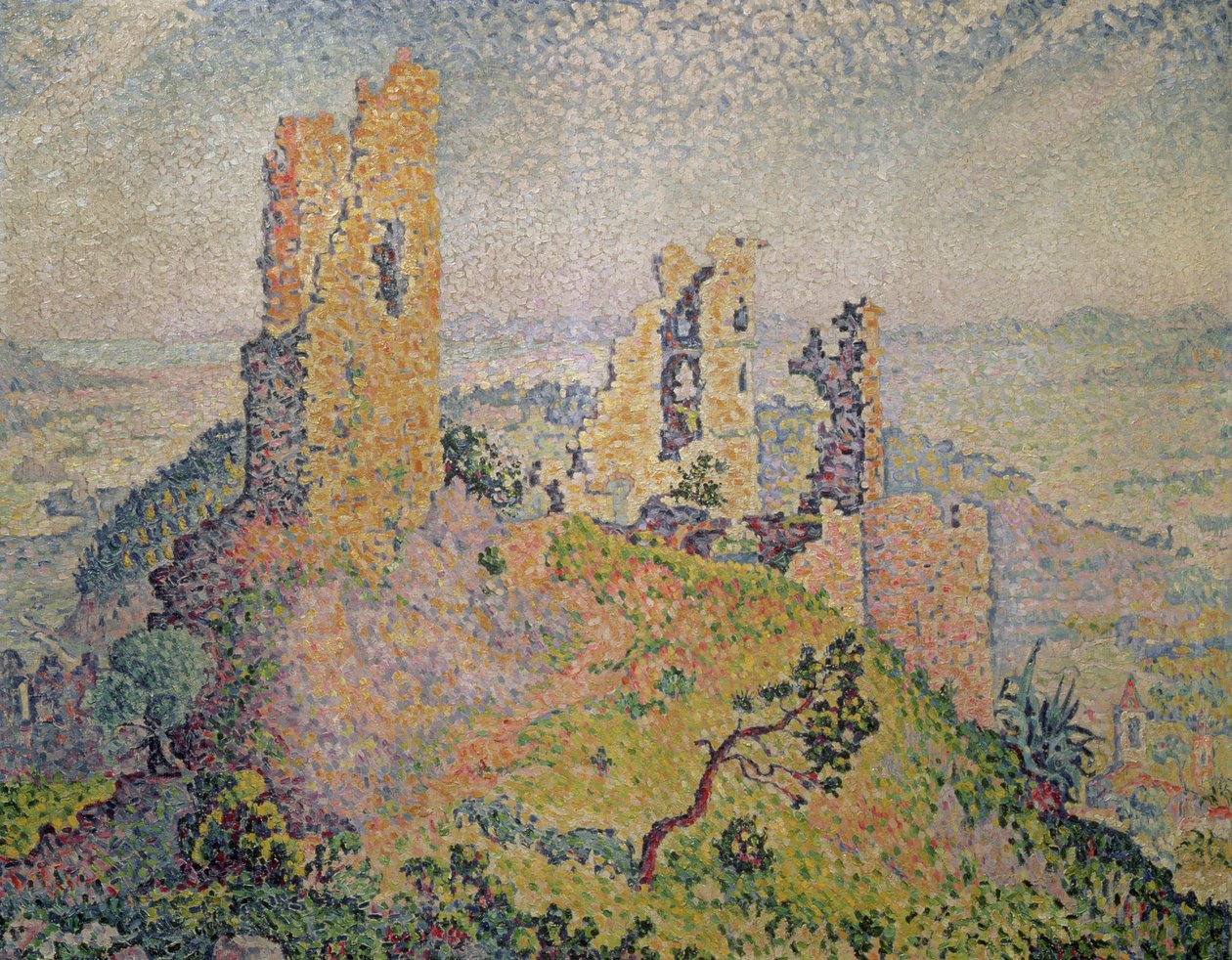 Táj romos várral alkotó: Paul Signac