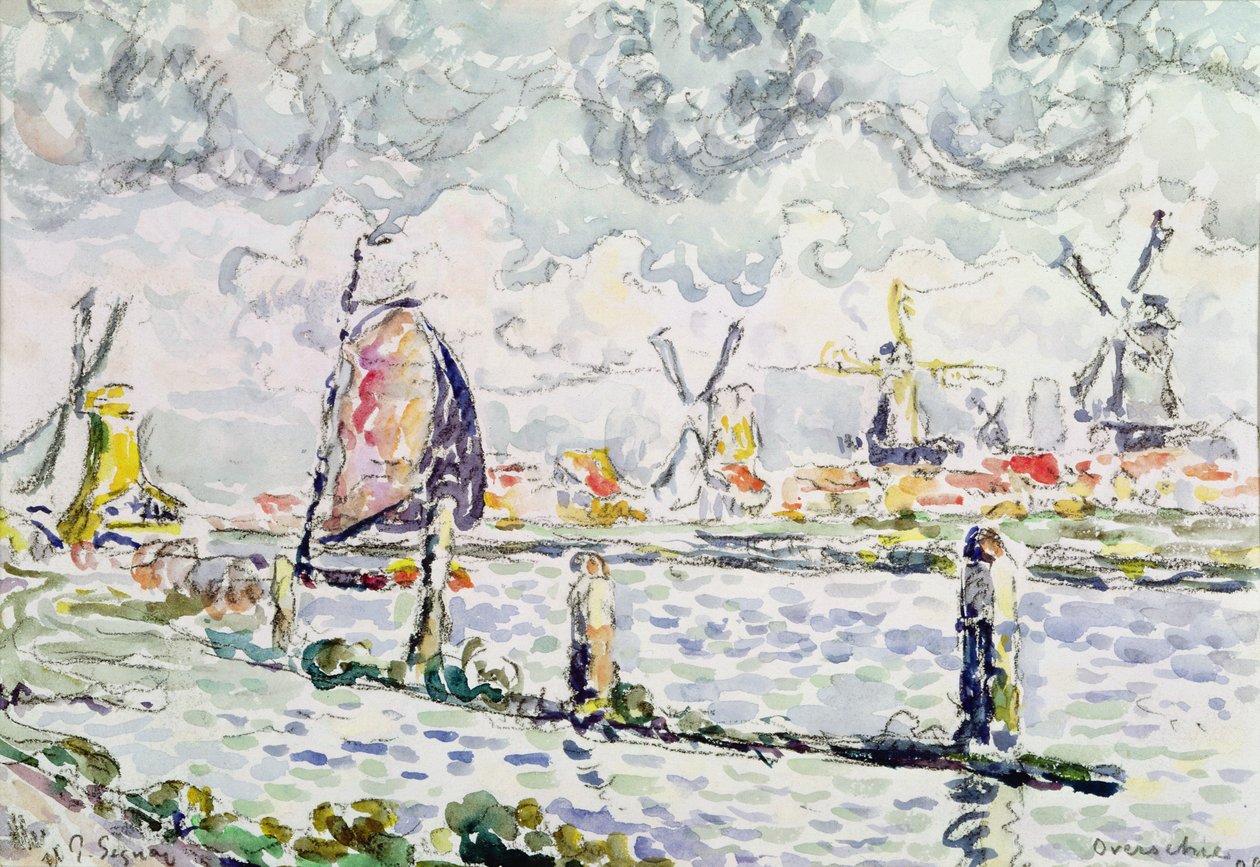 Overschie, 1906 (ceruza és WC papíron) alkotó: Paul Signac