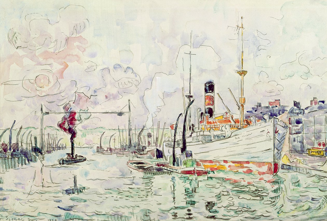 Rouen, 1924 (ceruza és WC papíron) alkotó: Paul Signac