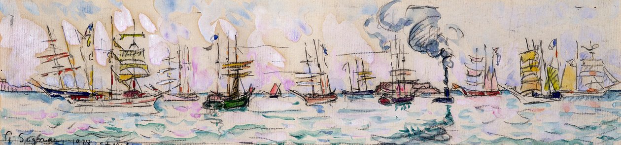A vonóhálós halászhajók indulása Új-Fundlandra, 1928 alkotó: Paul Signac