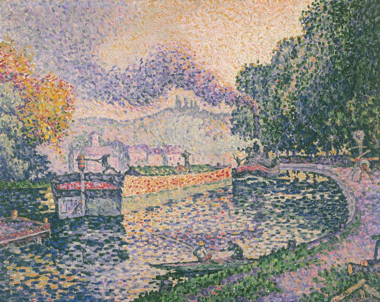 A vontatóhajó, csatorna Samois -ban alkotó: Paul Signac