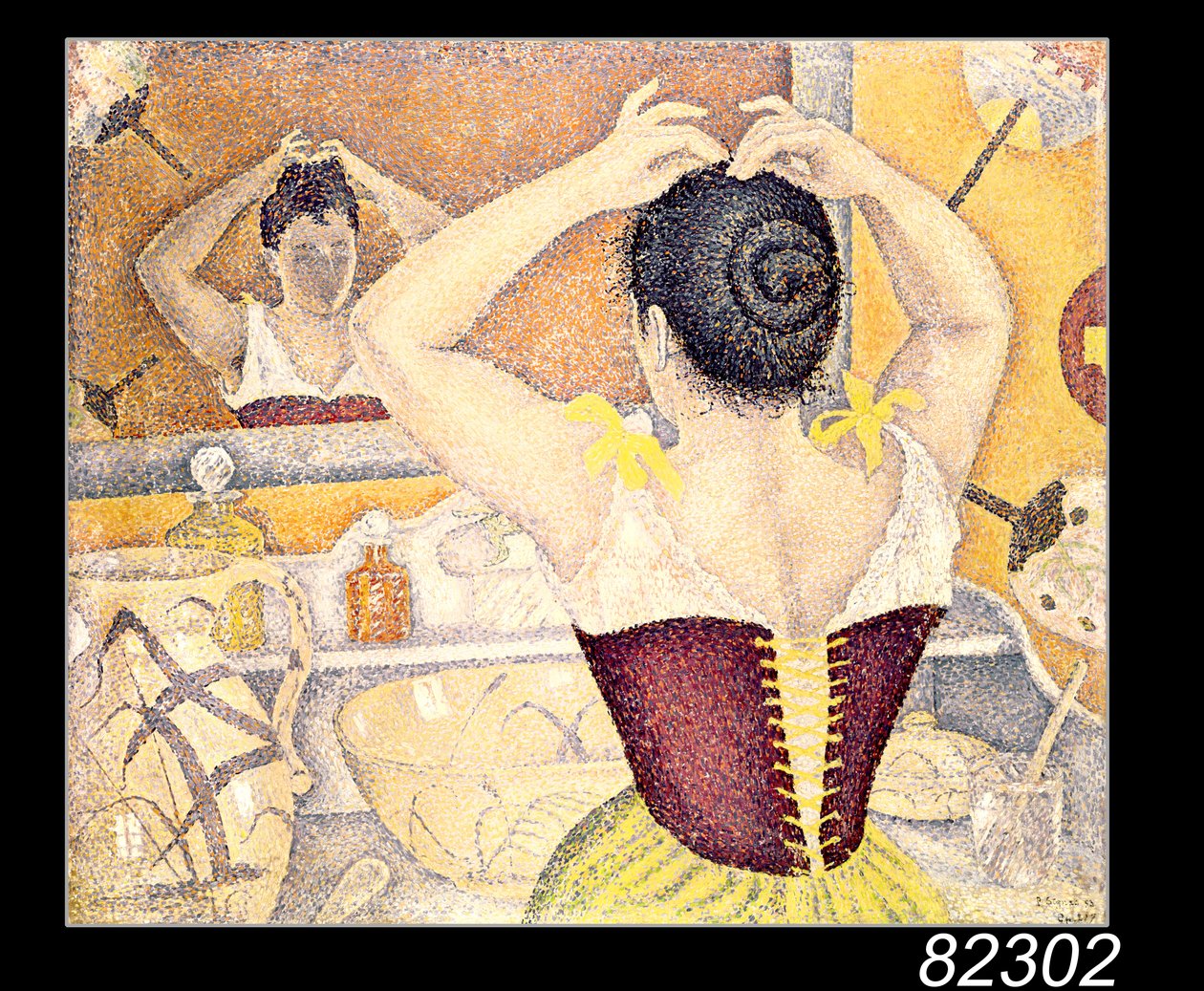 Nő a WC-nél, lila fűzőben, 1893 alkotó: Paul Signac