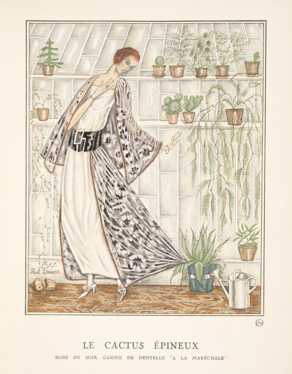 Le Cactus Epineux, a divattányérok gyűjteményéből, 1922 (pochoir print) alkotó: Paul Zenker