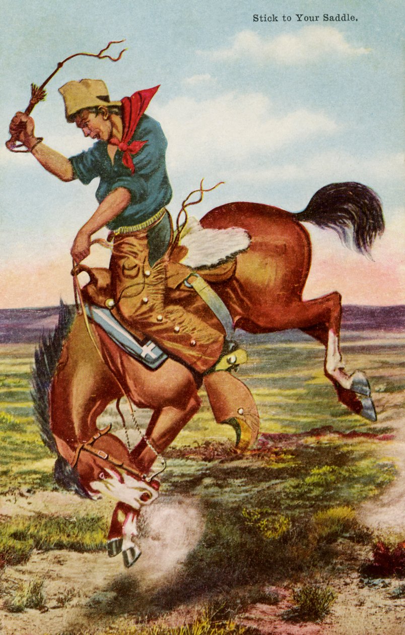 Cowboy bakikló lovon alkotó: Paul (after) Gredo