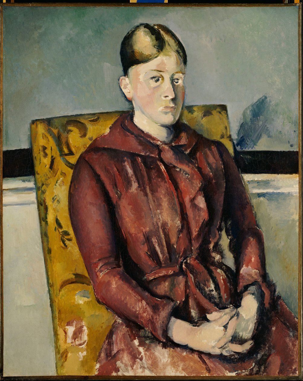 Madame Cezanne egy sárga fotellel alkotó: Paul Cézanne