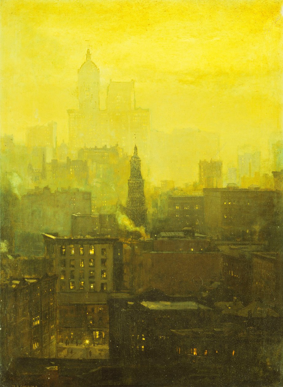 Városi Nocturne, alkotó: Paul Cornoyer