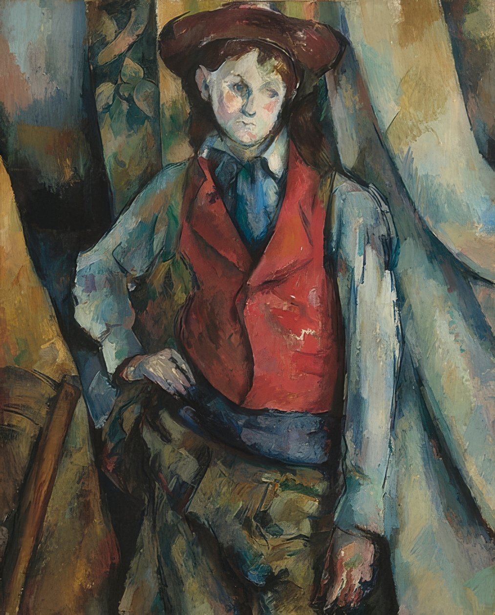 Fiú piros mellényben. 1888-90 alkotó: Paul Cézanne
