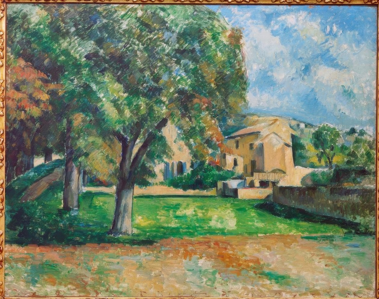 Gesztenyefák és farm Jas de Bouffanban alkotó: Paul Cézanne