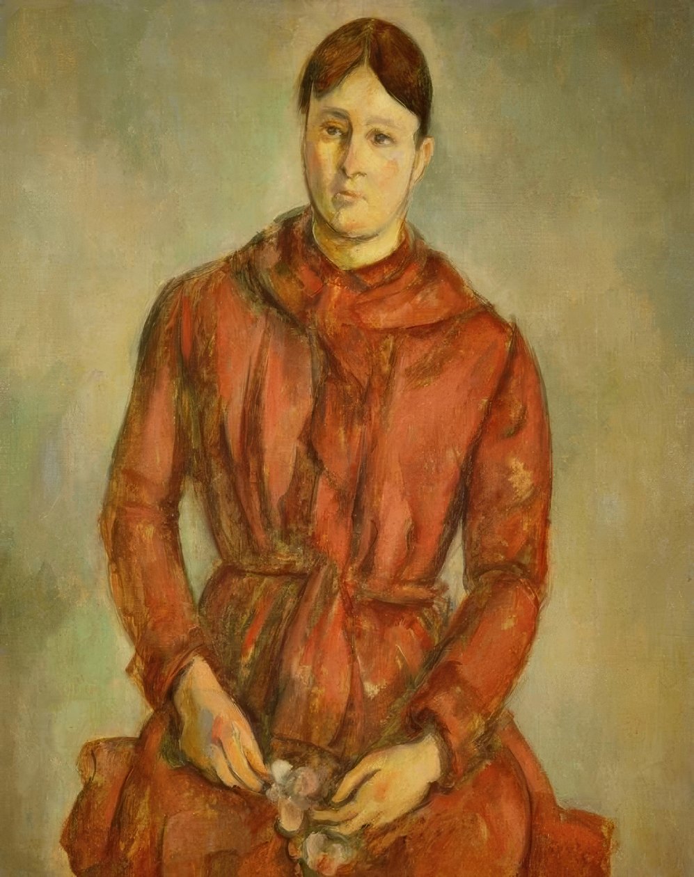 Madame Cézanne pirosban alkotó: Paul Cézanne