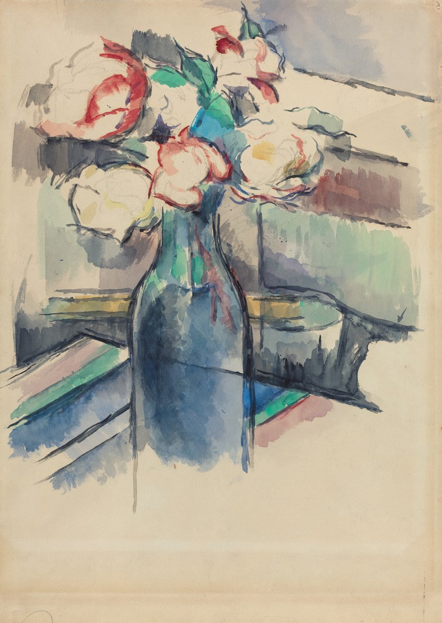 Rózsa üvegben [recto], 19001904. alkotó: Paul Cézanne