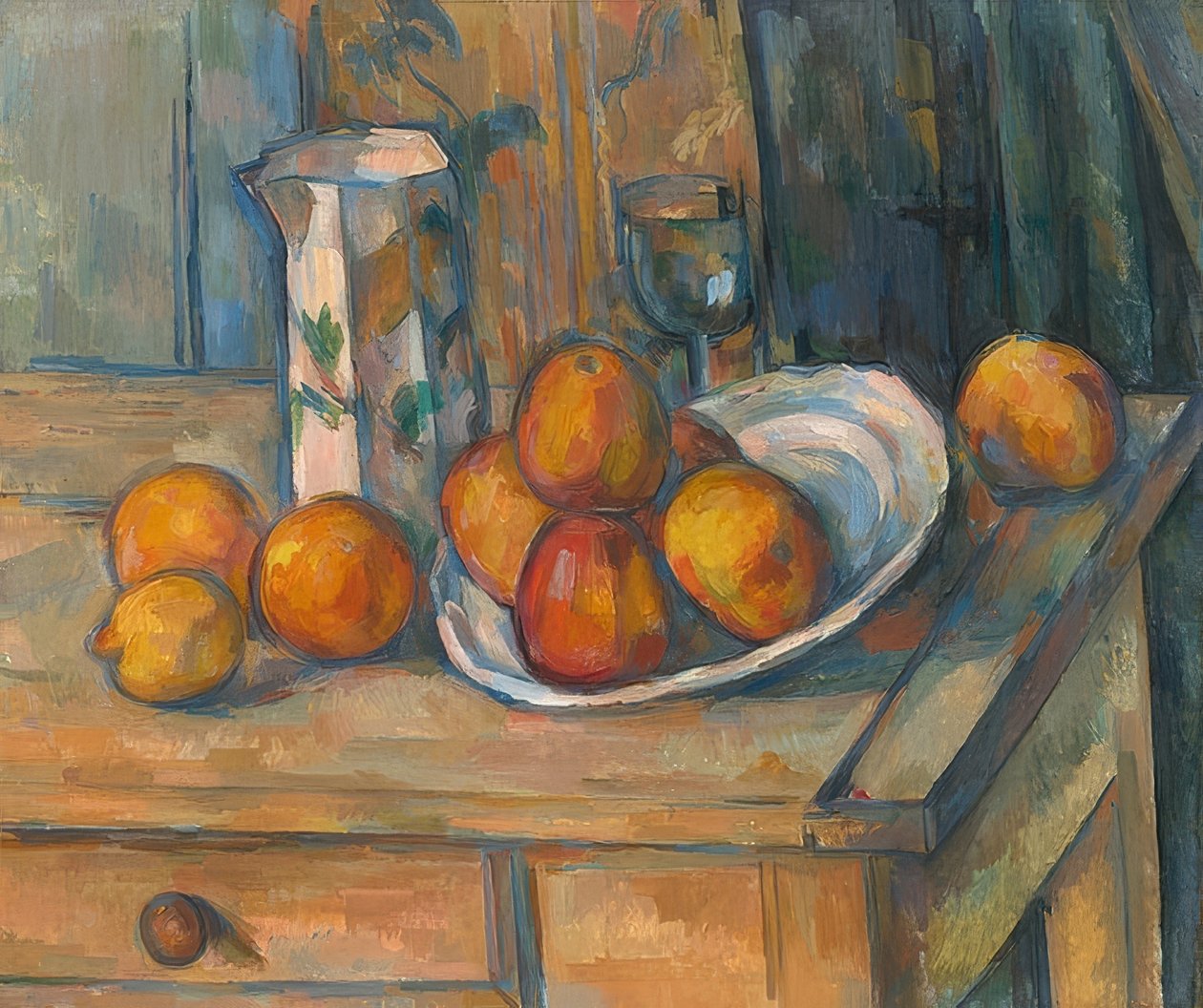 Csendélet tejeskancsóval és gyümölccsel. 1900 alkotó: Paul Cézanne
