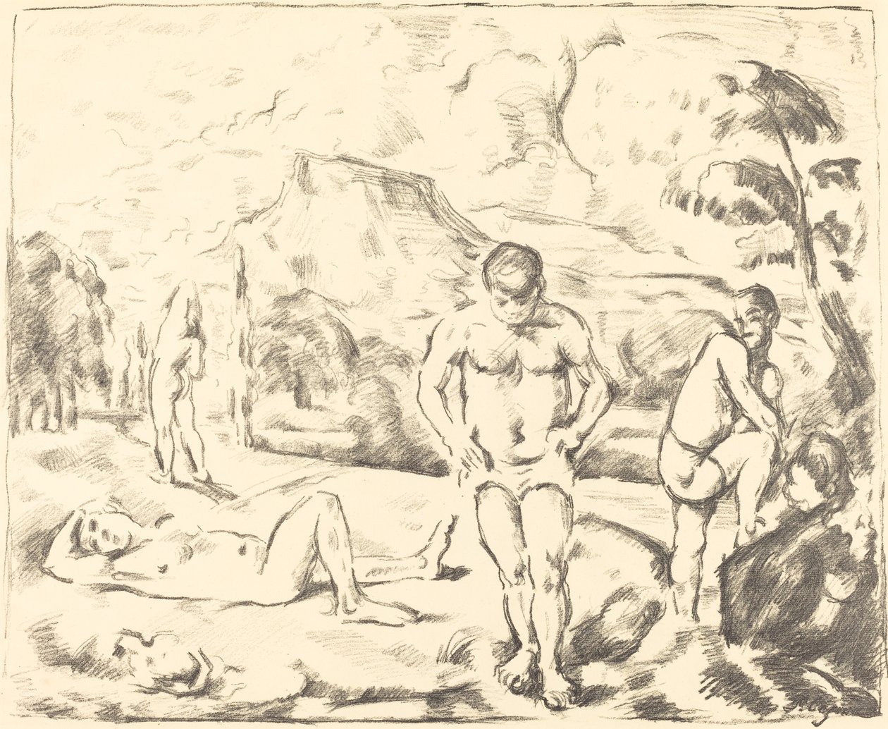 A fürdőzők (nagy tányér) alkotó: Paul Cézanne