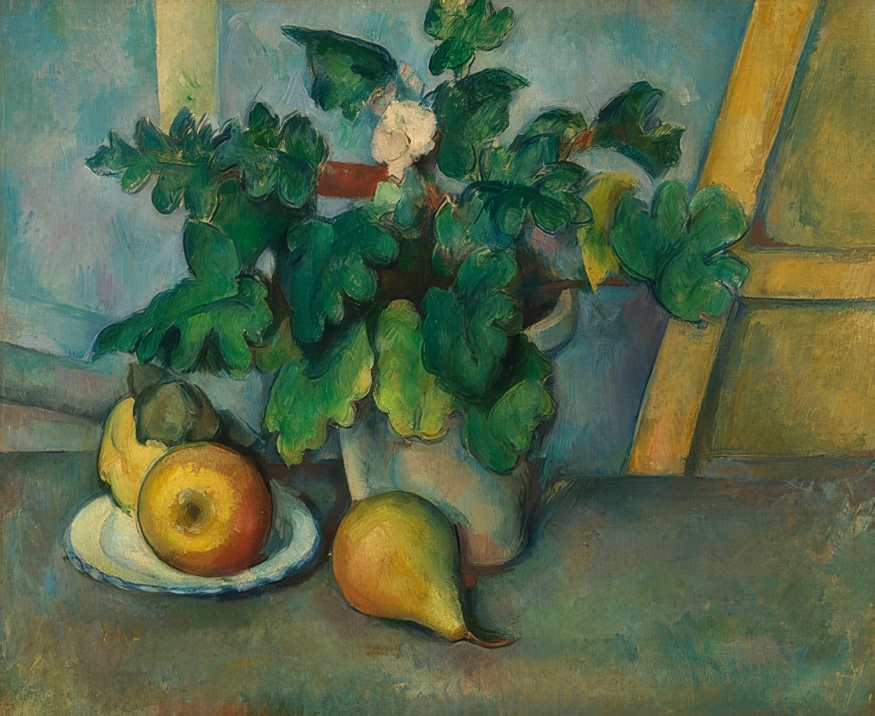 Pot kankalin és gyümölcs. 1888-90 alkotó: Paul Cézanne
