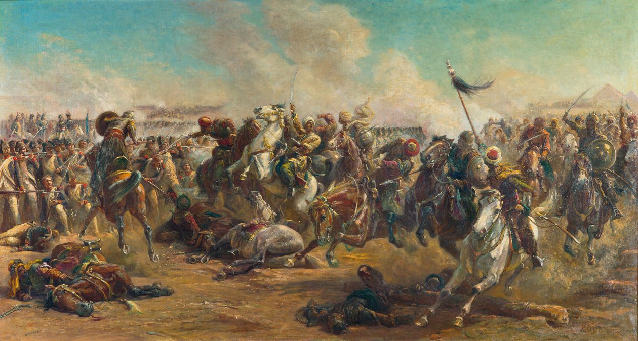 A piramisok csatája. alkotó: Paul Dominique Philippoteaux