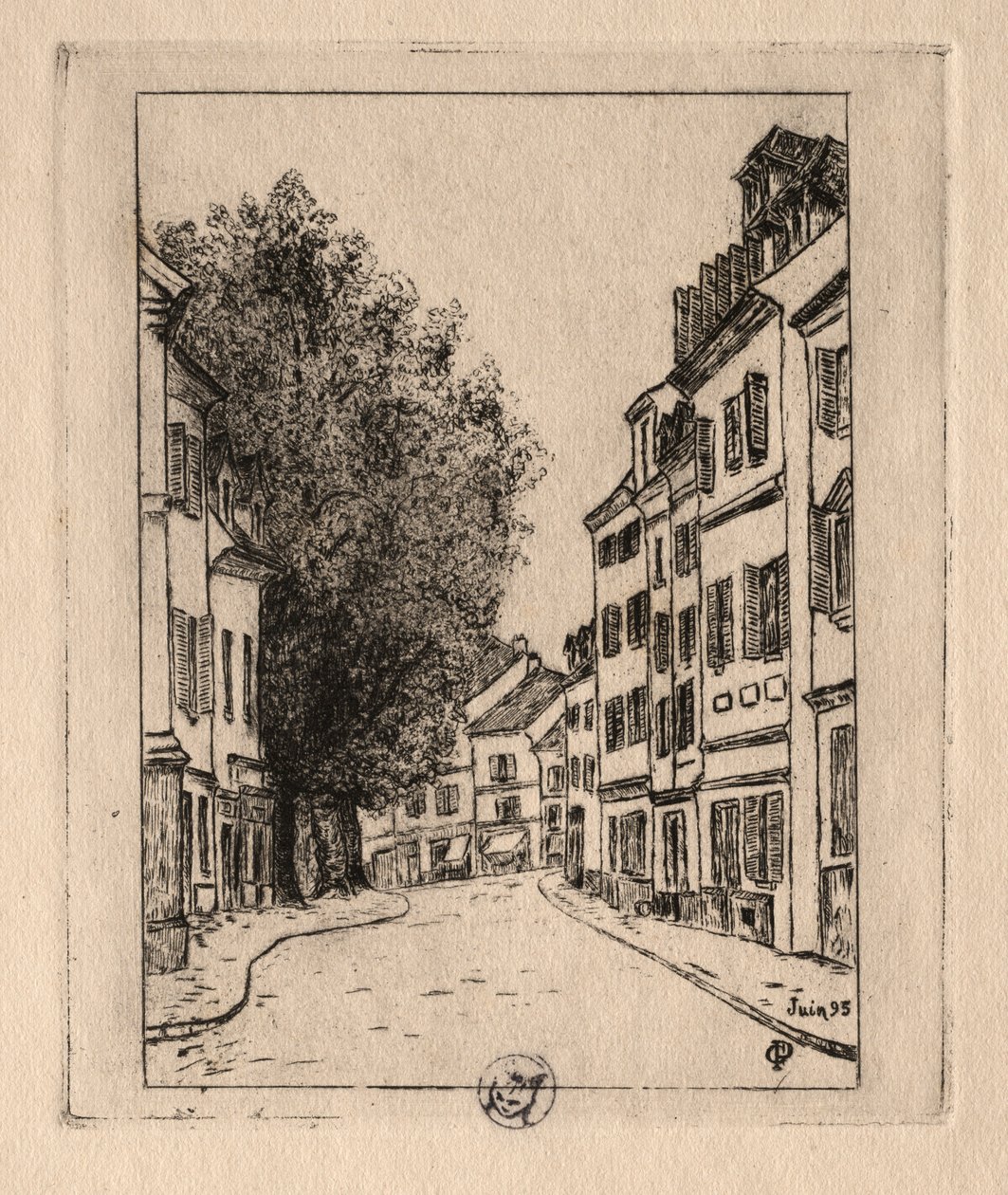 Hat rézkarc: Notre Dame, Pontoise, 1895. alkotó: Paul Gachet