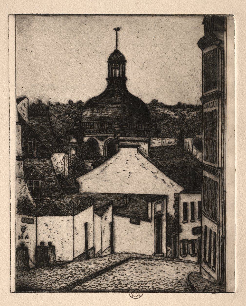 Hat rézkarc: Notre Dame Street, Pontoise alkotó: Paul Gachet