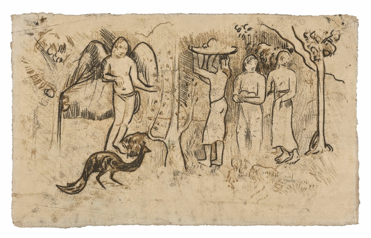 Angyal, páva és három tahitiánus alkotó: Paul Gauguin