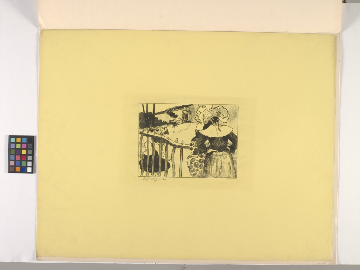 Breton nők egy kerítés mellett alkotó: Paul Gauguin