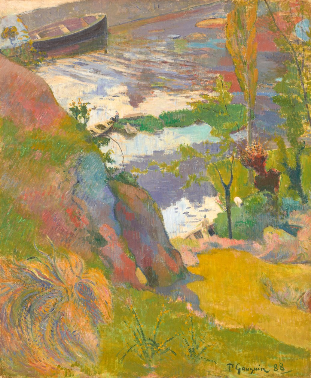 Halász és fürdőzők az Avennél alkotó: Paul Gauguin