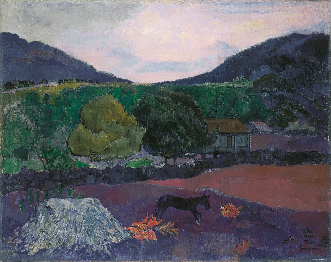 Franciául:  Paysage avec chien Tájkép kutyával alkotó: Paul Gauguin