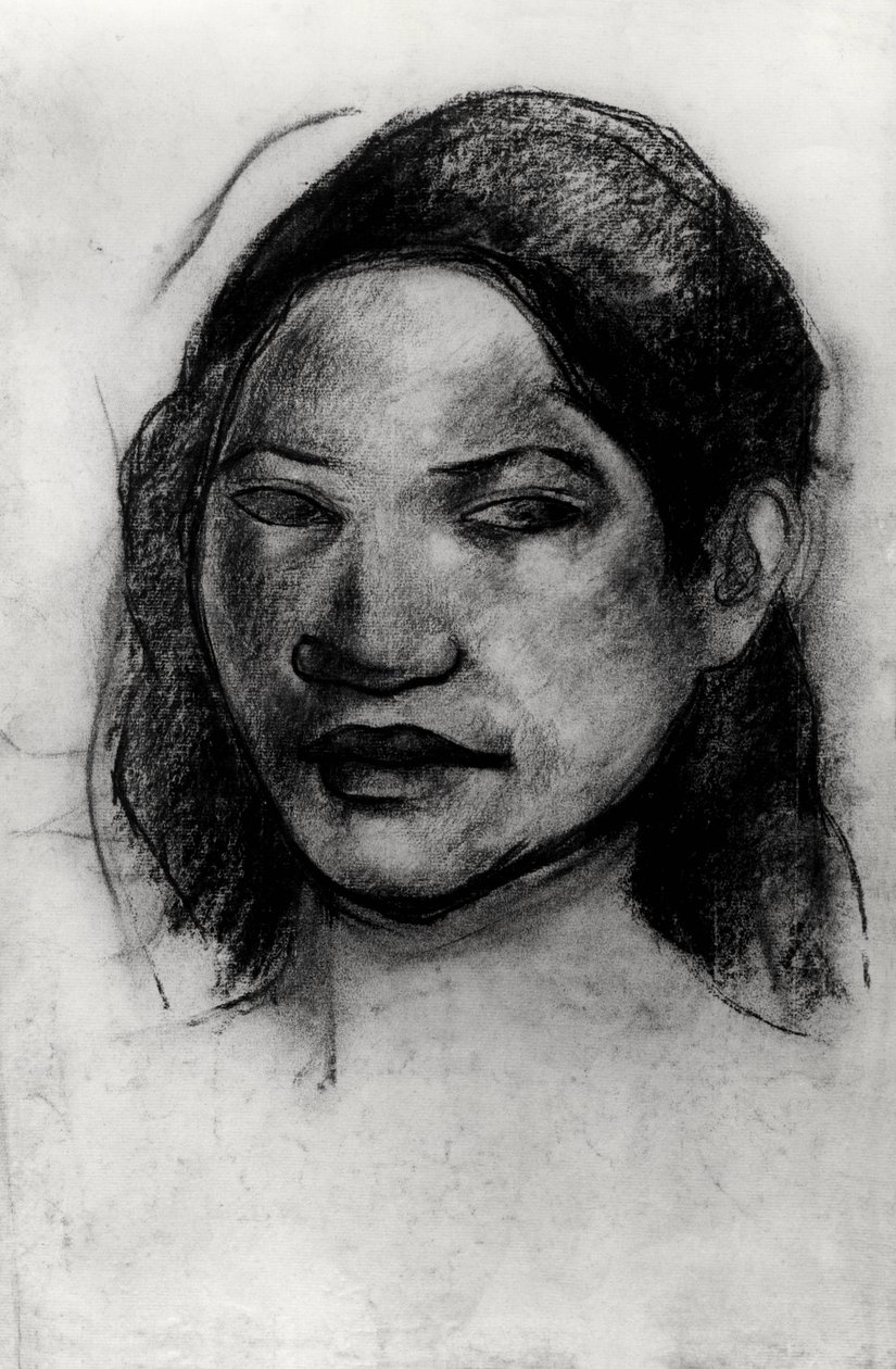 Tahiti feje (faszén papíron) alkotó: Paul Gauguin