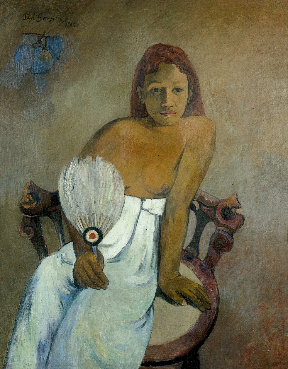 Lány rajongóval alkotó: Paul Gauguin