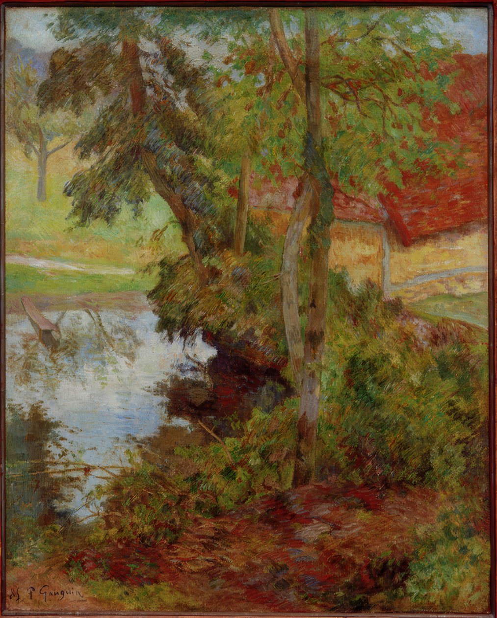 Tájkép vörös tetővel alkotó: Paul Gauguin